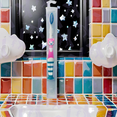 Yunicron Max Cat Design Kids Toothbrush with Protective Lid Cover - Colour may vary Extra Soft Toothbrush