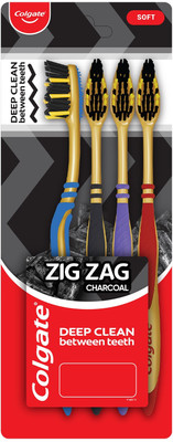 Colgate ZigZag Charcoal Soft Toothbrush(Pack of 4)