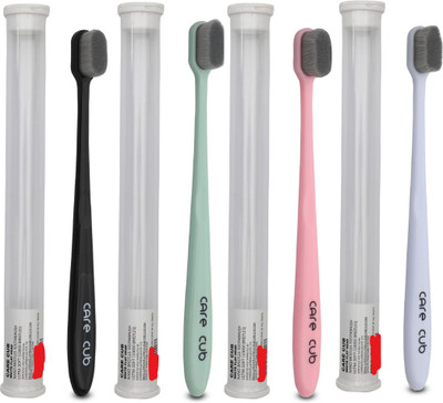 CARE CUB Multicolour Flat Nano10000 Bristle BPA Free Effect For Sensitive Teeth Extra Soft Toothbrush(Pack of 4)