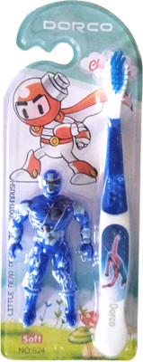 Scribble Soft Gentle Kids Toothbrush with Interactive Blue Spiderman Toy for Fun Ultra Soft Toothbrush