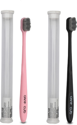 CARE CUB Black & Pink ZigZag Nano10000 Bristle BPA Free Effect For Sensitive Teeth Ultra Soft Toothbrush(Pack of 2)
