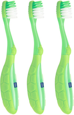 MeeMee Easy Grip Baby Toothbrush (Green, Pack of 3) Extra Soft Toothbrush(Pack of 3)