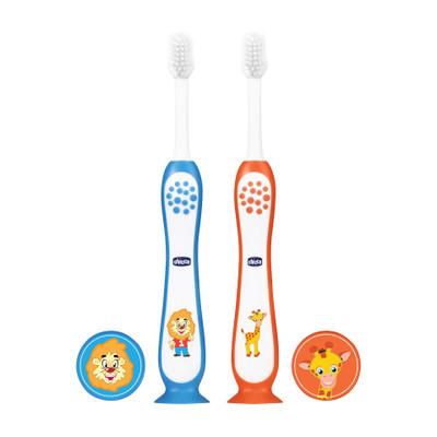 Chicco Ultra Set Blue + Orange 3Y-8Y (BPA Free) Ultra Soft Toothbrush(Pack of 2)