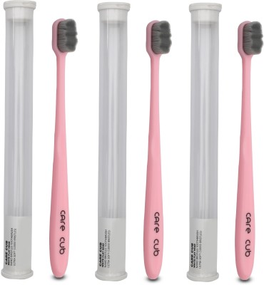 CARE CUB Pink ZigZag Nano10000 Bristle BPA Free Effect For Sensitive Teeth OralGum Ultra Soft Toothbrush(Pack of 3)