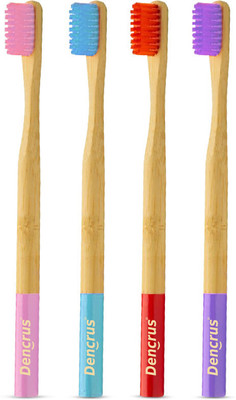 Dencrus ORBY PLUS Bamboo Toothbrush | Biodegradable & Compostable Handle | Eco-friendly Ultra Soft Toothbrush(Pack of 4)