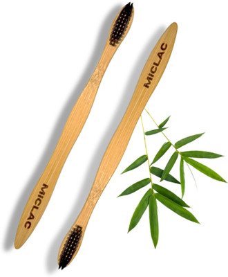 MICLAC Wooden Antibacterial Tooth Brush Set 2PCS Soft Toothbrush(Pack of 2)