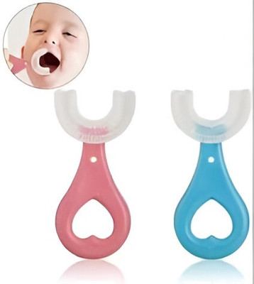 JANVI shree U Shaped Toothbrush For Kids Baby Food Soft Silicone - Multi color Extra Soft Toothbrush(Pack of 2)