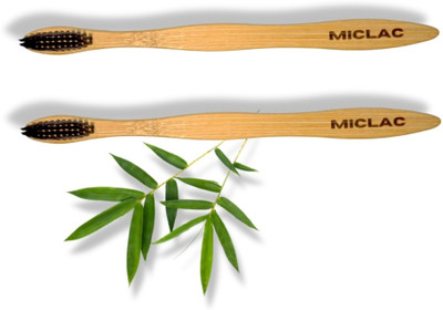 MICLAC Antibacterial And Biodegradable Bamboo Toothbrush For Sensitive Teeth 2PCS Soft Toothbrush(Pack of 2)