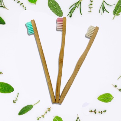 NEXORA Bamboo Toothbrush with Ultra Soft Charcoal Bristles for Baby Extra Soft Toothbrush(Pack of 3)