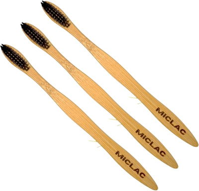 MICLAC Ultra-Soft Wood Brush Toothbrush BPA-Free 3PCS Soft Toothbrush(Pack of 3)