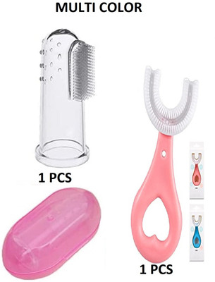 TINISHKA 2Pcs Safe Soft Baby Toothbrush Silicone Teether Transparent Toddler Toothbrush Extra Soft Toothbrush(Pack of 2)