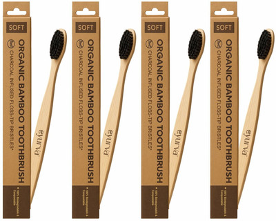 eyurva 4 Pcs. bamboo natural wooden eco-friendly toothbrush with soft bristles Soft Toothbrush(Pack of 4)