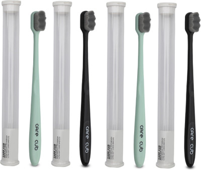 CARE CUB Black & Green ZigZig Nano10000 Bristle BPA Free Effect For Sensitive Teeth Ultra Soft Toothbrush(Pack of 4)