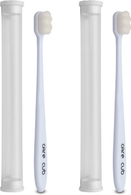 CARE CUB White ZigZg Nano10000 White Bristl BPA Free Perfect For Sensitive Teth Ultra Soft Toothbrush(Pack of 2)