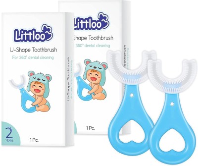 Littloo Baby U Shape Silicone Tooth Brush Soft Elastic Bristles For Complete 360 Degree Ultra Soft Toothbrush(Pack of 2)