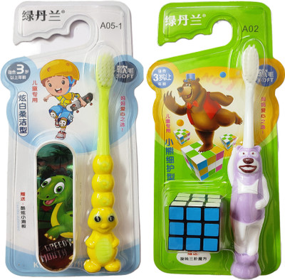 Yunicron Max Caterpillar Designer Toothbrush with Masha Toothbrush Combo - Colour may vary Extra Soft Toothbrush(Pack of 2)