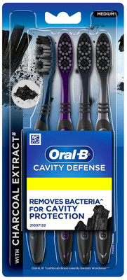 Oral-B Cavity Defense Charcoal, Value Pack of 4 Medium Toothbrush(Pack of 4)