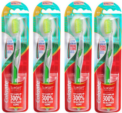 Colgate SlimSoft Advanced Ultra Soft, 0.01mm Ultra Soft Toothbrush(Pack of 4)