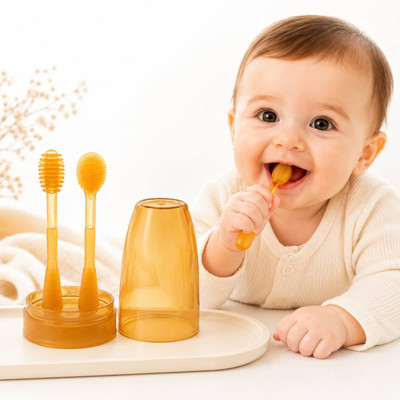 JABIRU 2 IN 1 Oral Care Toothbrush For Baby 6 Month To 24 Months Soft Toothbrush
