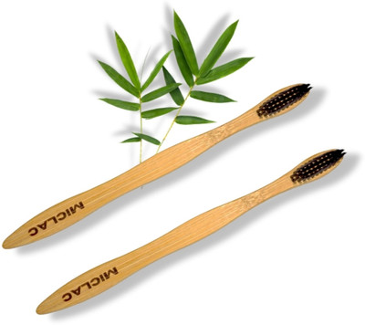 MICLAC Bamboo Toothbrush For Adults With Neem Oil Treated Handle 2PCS Soft Toothbrush(Pack of 2)