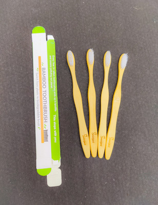 Sreejani Organic Bamboo Toothbrush for Adults, Soft Bristles Soft Toothbrush(Pack of 4)