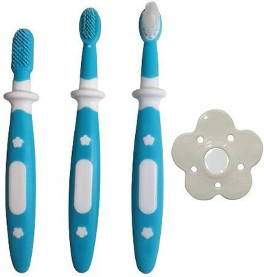 LuvLap Baby 3 Stage Training Toothbrush Set with Anti Choking Shield, BPA Free, Soft Toothbrush(Pack of 4)