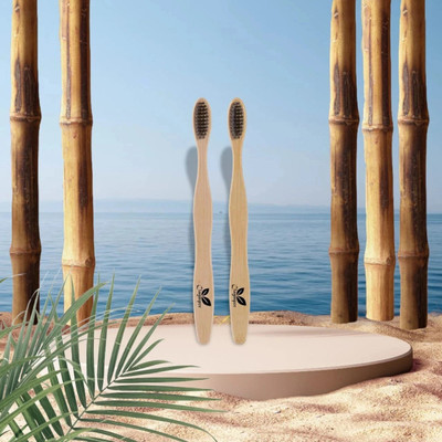 Claymper Bamboo Toothbrush With Charcoal Natural Bristles ECO Friendly Ultra Soft Toothbrush(Pack of 2)