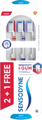 SENSODYNE Sensitivity & Gum toothbrush with soft bristles & flexible neck,(Buy2 Get1 free) Soft Toothbrush(Pack of 3)