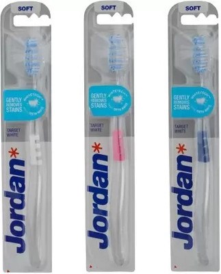 Just Peachy Jordan Target White Soft Toothbrush(Pack of 3)