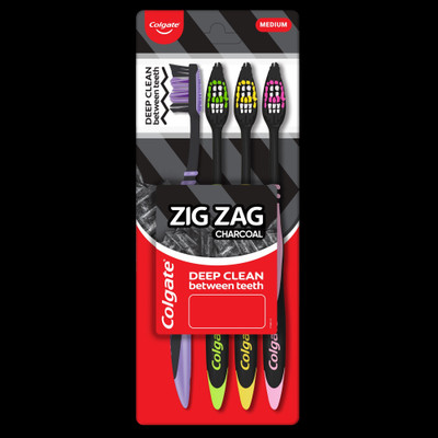 Colgate ZigZag Charcoal's Medium Toothbrush(Pack of 4)