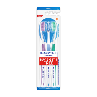SENSODYNE Sensitive with soft rounded bristles| Soft Toothbrush(Pack of 3)