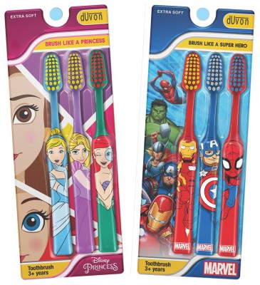 DUVON Marvel&Disney Combo for Kids 3to12Y Extra Soft Toothbrush(Pack of 6)