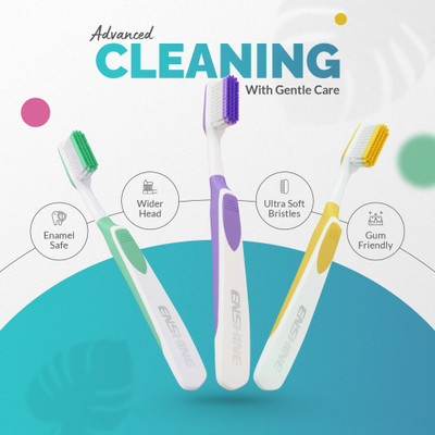 Enshine Advance Clean Toothbrush with Ultra Soft Bristles Tongue Cleaner Enamel Safe Ultra Soft Toothbrush(Pack of 2)