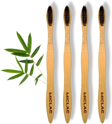 MICLAC Wooden Bamboo Superior Cleaning Teethbrush 4Piece Soft Toothbrush(Pack of 5)