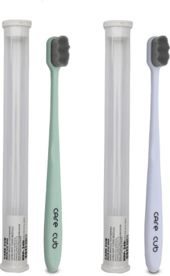 Qweezer Green & White ZigZig Nano10000 Bristle BPA Free Effect For Sensitive Teeth Ultra Soft Toothbrush(Pack of 2)