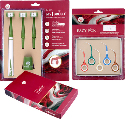 MyOrlCare My1Brush Green Kit with EazyPick Kit 2 Combo Ultra Soft Toothbrush