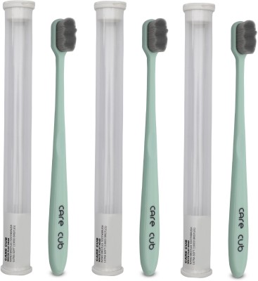 CARE CUB Green ZigZag Nano10000 Bristle BPA Free Effect For Sensitive Teeth OralGum Ultra Soft Toothbrush(Pack of 3)