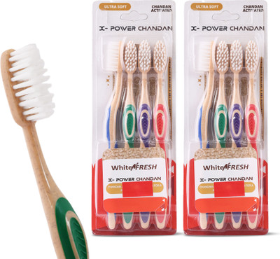 WHITENFRESH Power Chandan Toothbrush, Ultra Soft Bristles,X-Power, Multicolour (12) Extra Soft Toothbrush(Pack of 8)