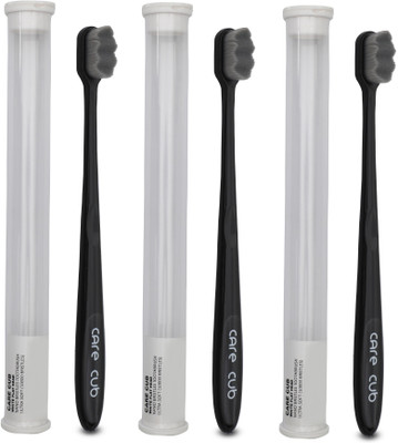 CARE CUB Black ZigZag Nano10000 Bristle BPA Free Effect For Sensitive Teeth OralGum Ultra Soft Toothbrush(Pack of 3)