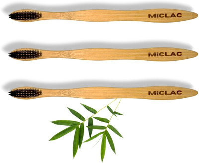 MICLAC Compostable Bamboo Toothbrush For Adults And Kids With Neem Oil 3PCS Soft Toothbrush(Pack of 3)