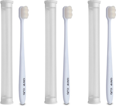 CARE CUB White ZigZg Nano10000 White Bristl BPA Free Perfect For Sensitive Teth Ultra Soft Toothbrush(Pack of 3)