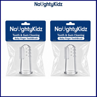 naughty kidz Silicone Baby Finger Toothbrush for Easy Teeth Cleaning & Massaging Gums, 0m+ Ultra Soft Toothbrush(Pack of 2)