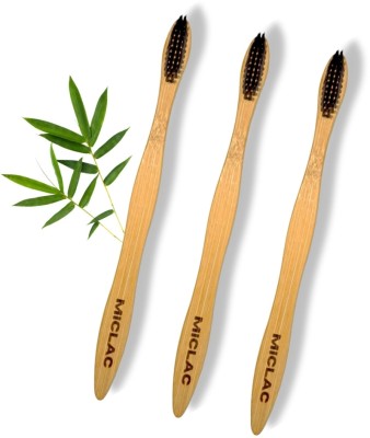 MICLAC Wooden Toothbrush For Kids & Wooden Teethbrush For Adults 3PCS Soft Toothbrush(Pack of 3)