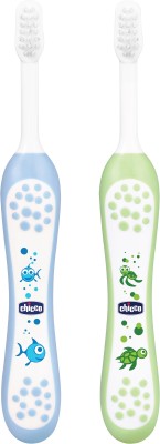 Chicco TOOTHBRUSH SET BLUE+GREEN 6M-36M Ultra Soft Toothbrush(Pack of 2)