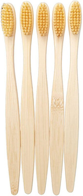 Eco Gree C Curve Fiber Wooden Biodegradable Toothbrush Soft Toothbrush(Pack of 5)
