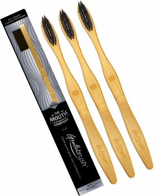 The Mouth Company Gentlebrush Flat - Premium Bamboo Toothbrush with Charcoal Activated Bristles Ultra Soft Toothbrush(Pack of 3)