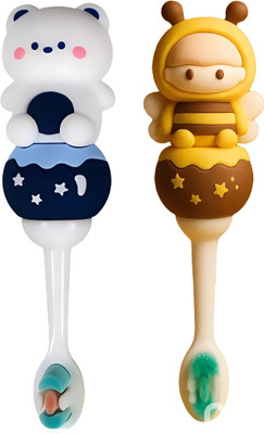 LEYAL Kids Toothbrush -Teddy Bear & Honey Bee Shape Design Ultra Soft Toothbrush