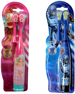 GREST Electric Soft Battery Powered Toothbrush Extra Brush 2 - Blue and Pink Ultra Soft Toothbrush(Pack of 2)