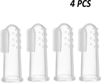 Daydreamer Baby Finger Toothbrush Teeth Clear Soft Silicone Tooth Brush Rubber Pack of 04 Soft Toothbrush(Pack of 4)
