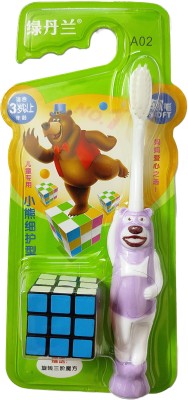 Yunicron Max Bear Kids Toothbrush with Cube Toy - Colour may vary Extra Soft Toothbrush